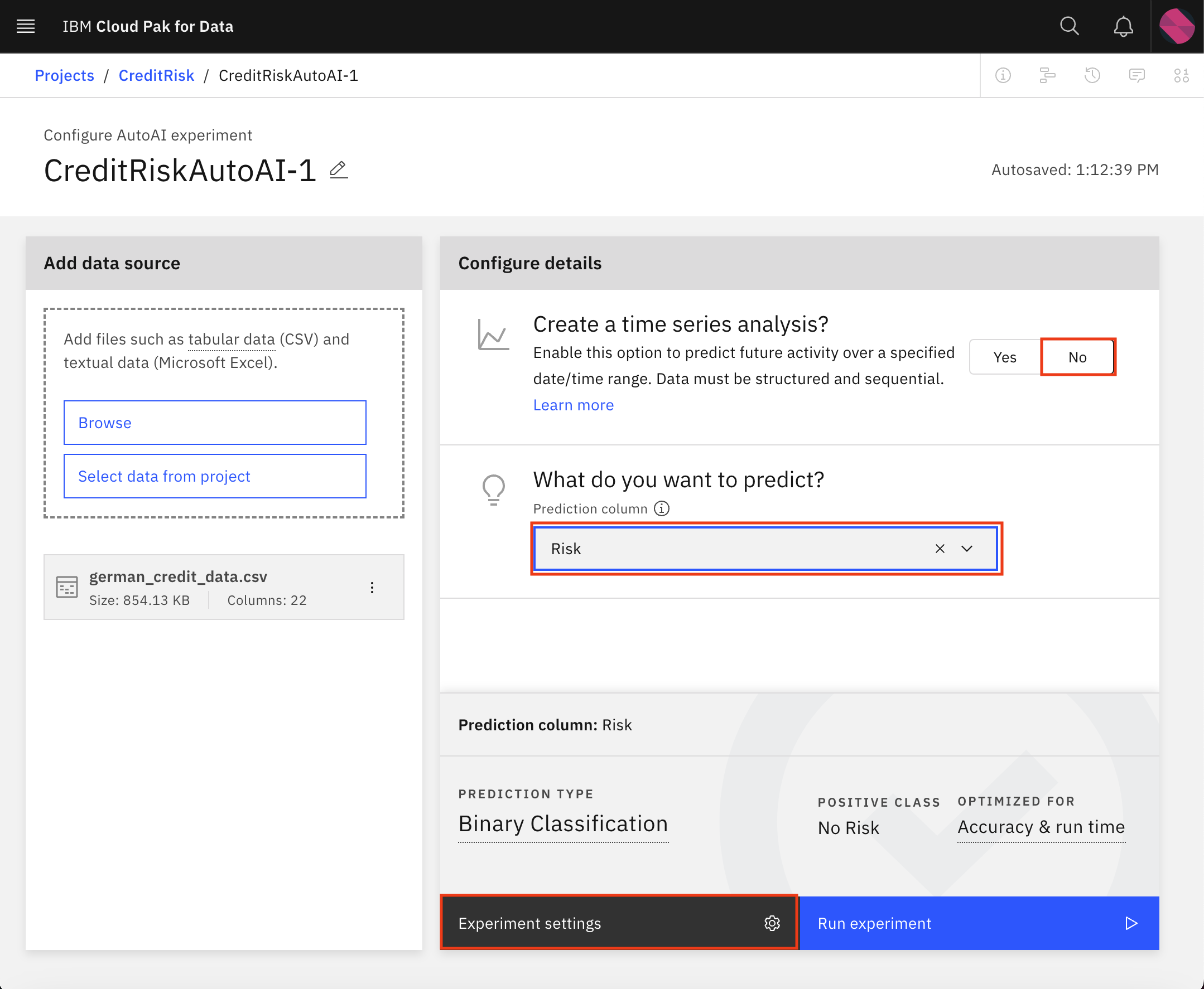 Choose Churn column and run