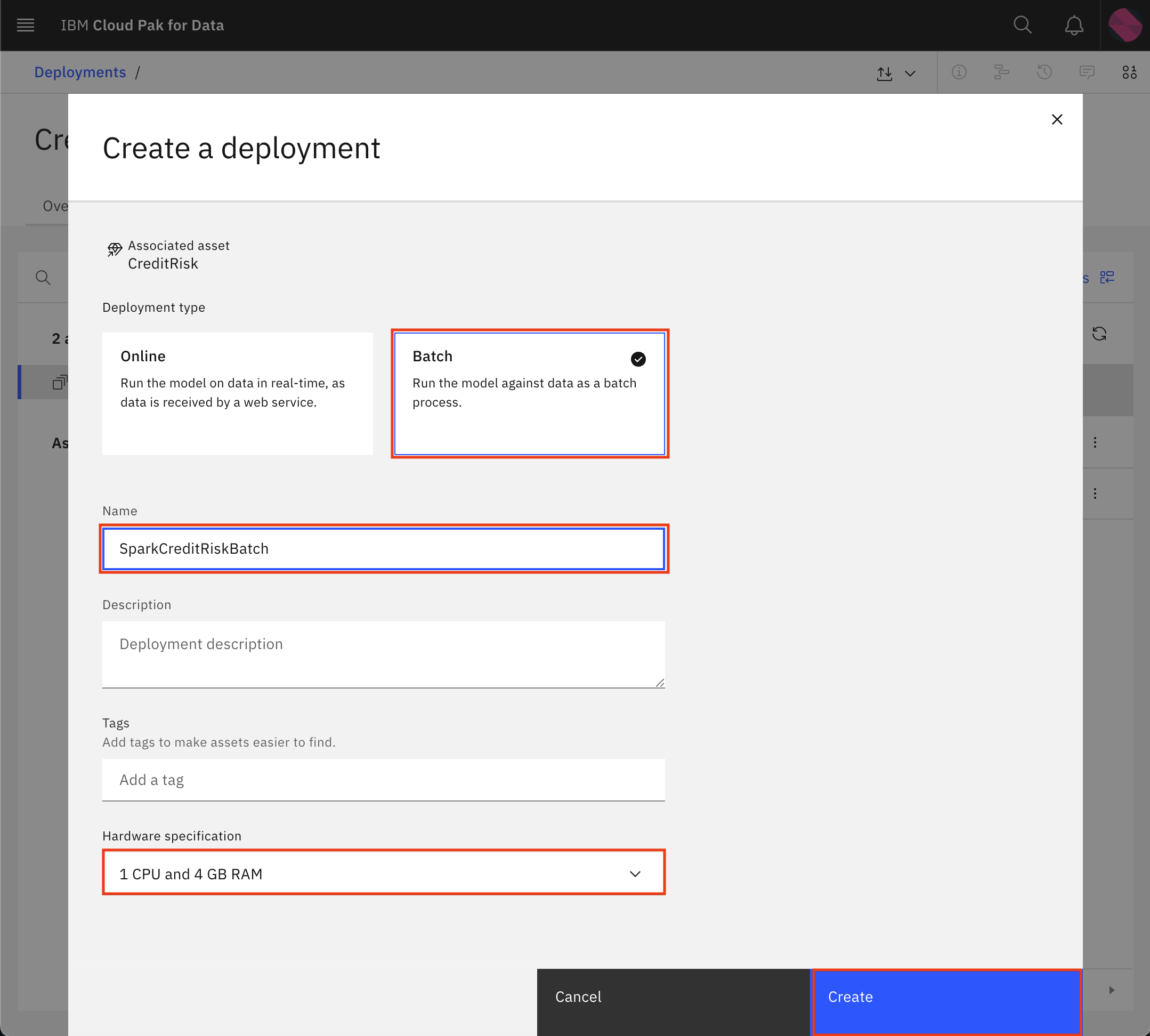 Batch Deployment Create