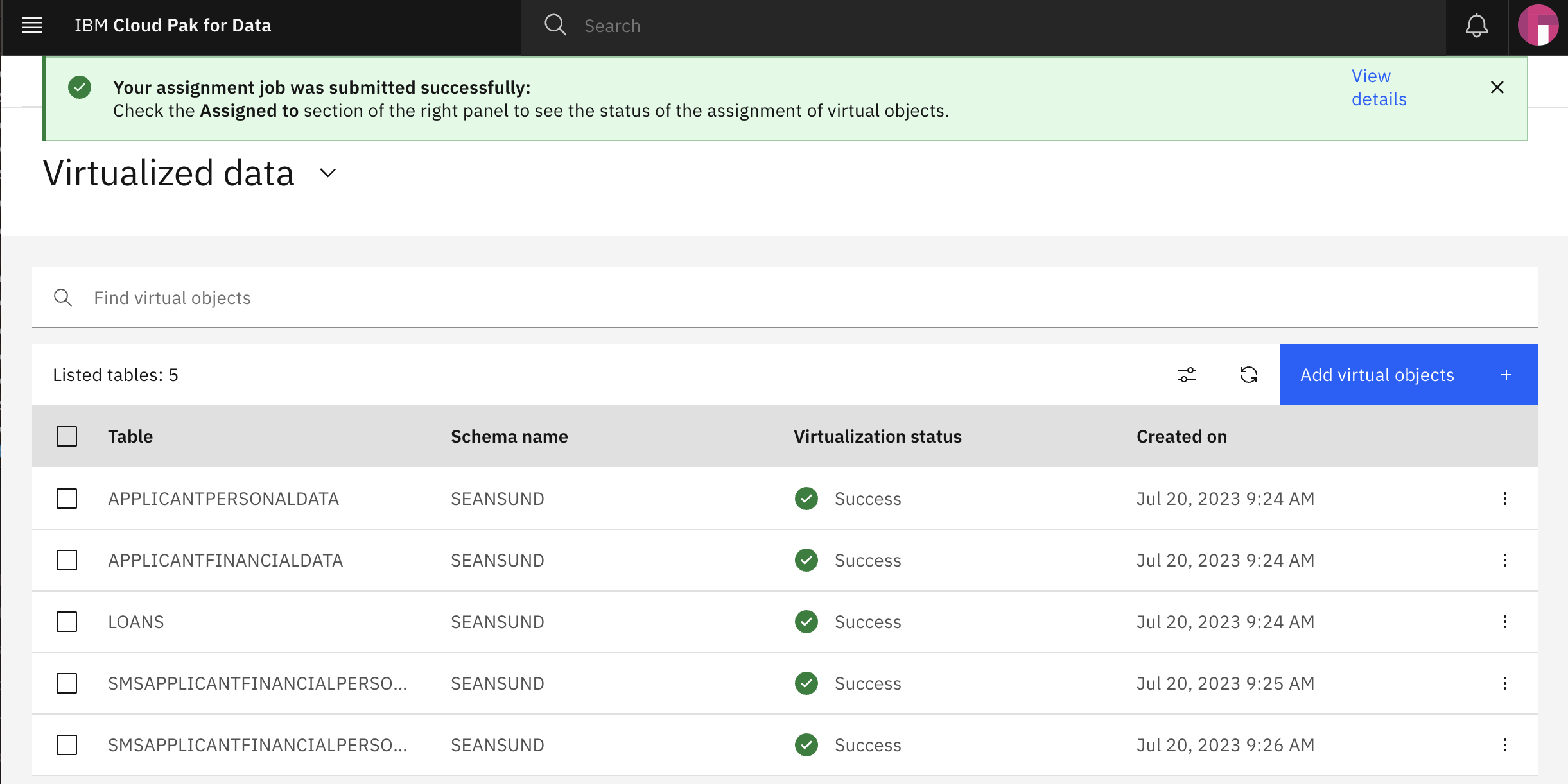 Data assigned to a project