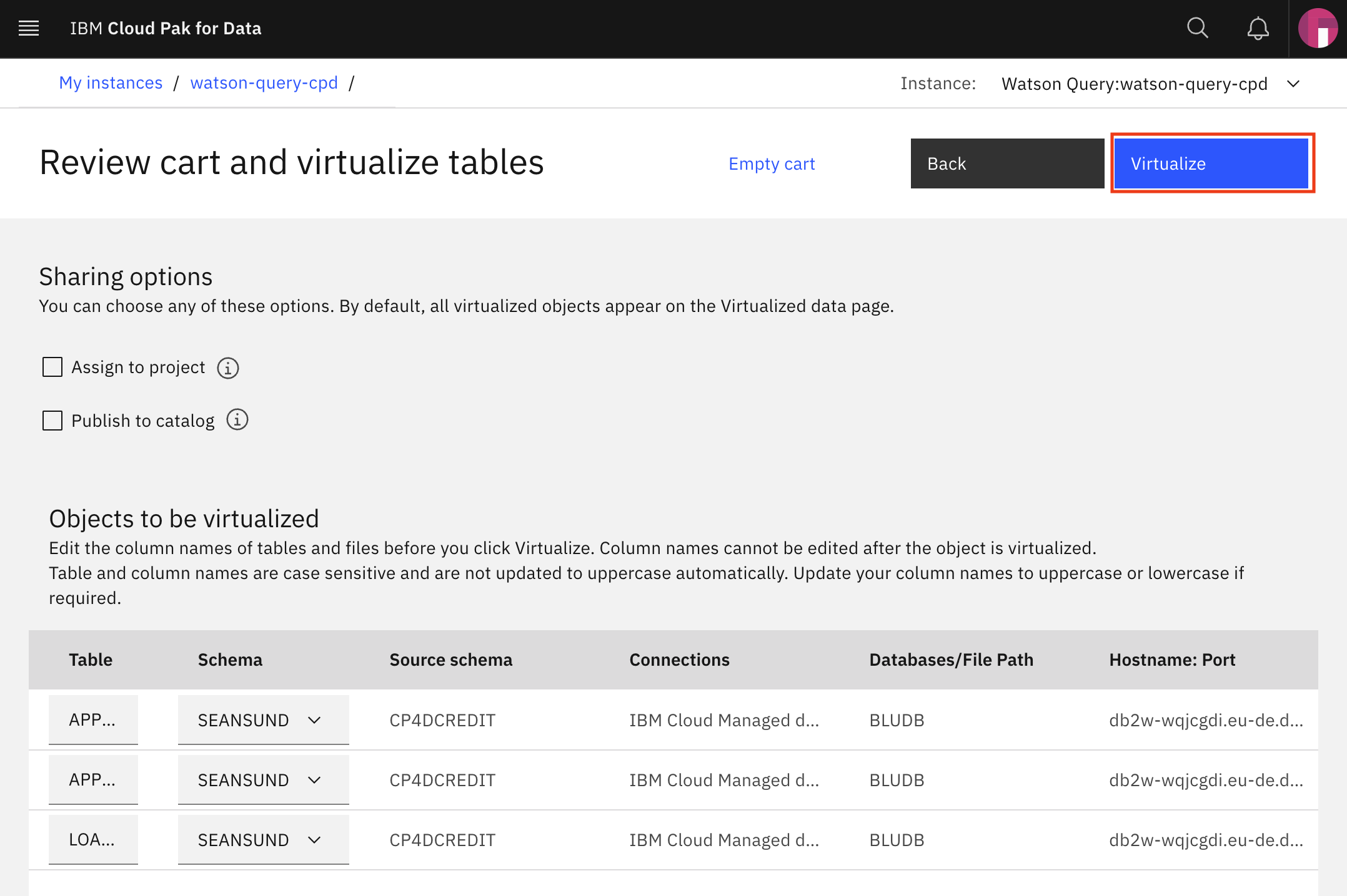 Add virtualized data to your project