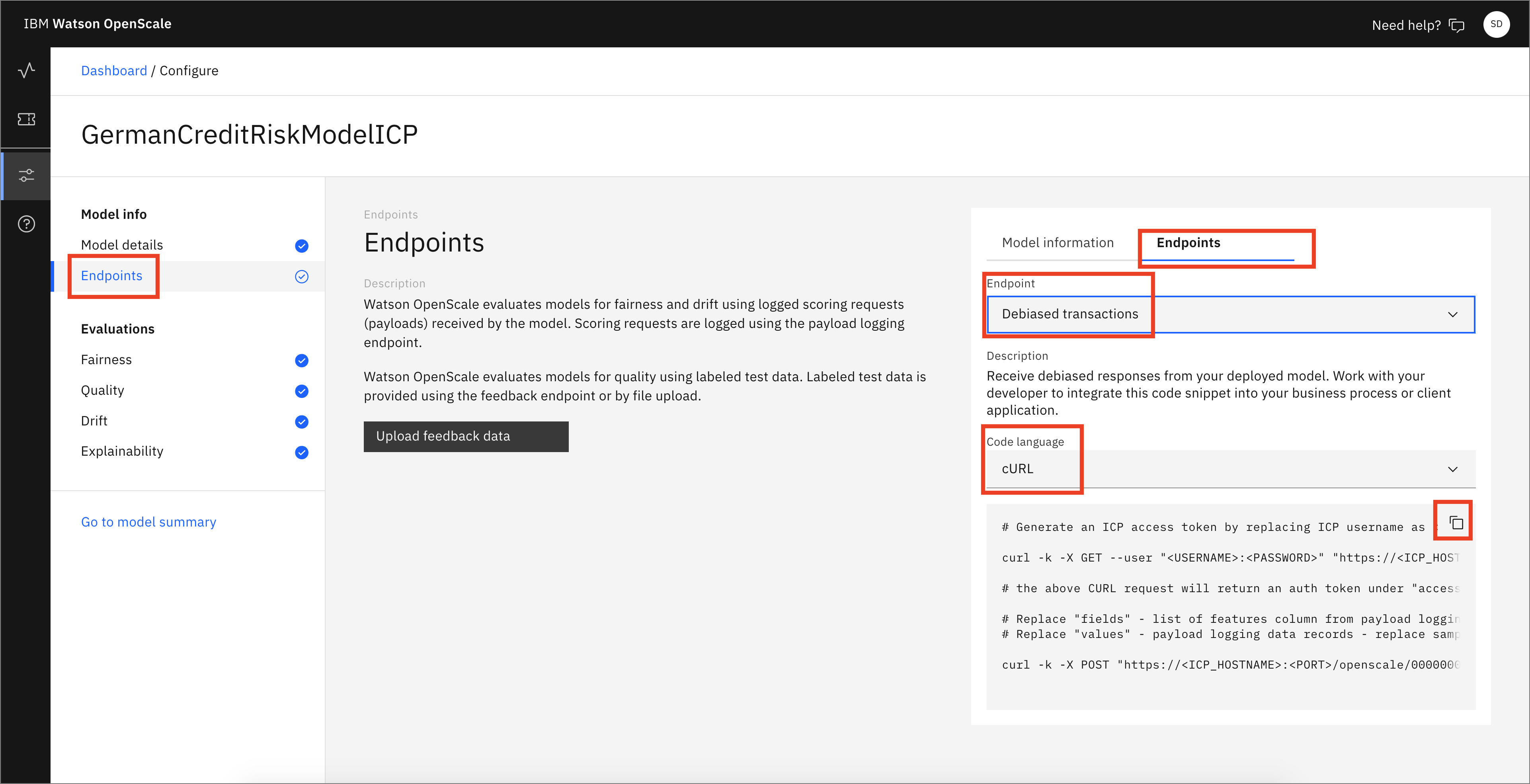 OpenScale Monitors Endpoints