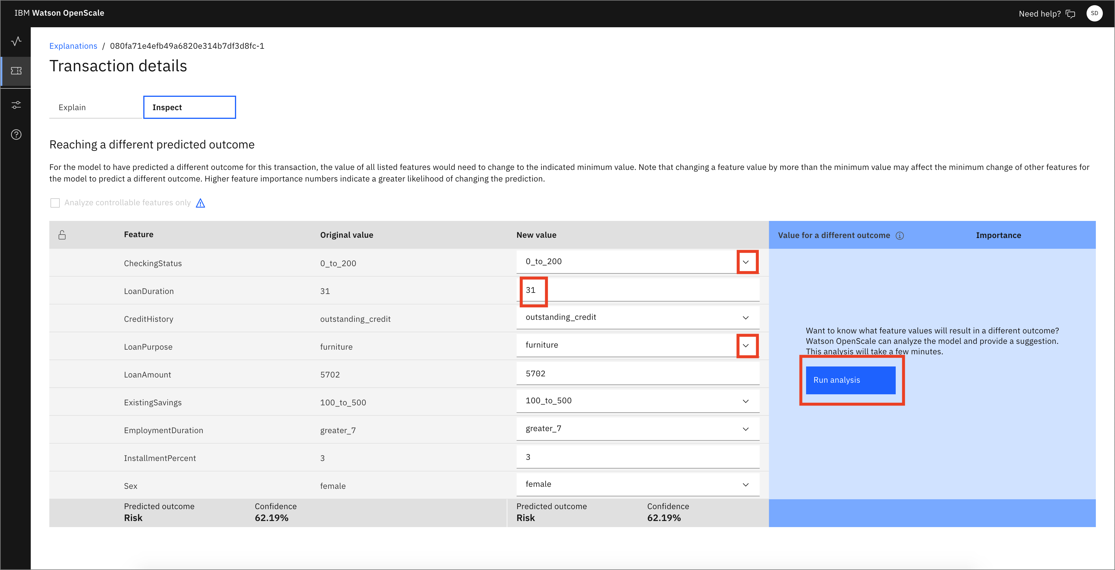 OpenScale Inspect Transaction