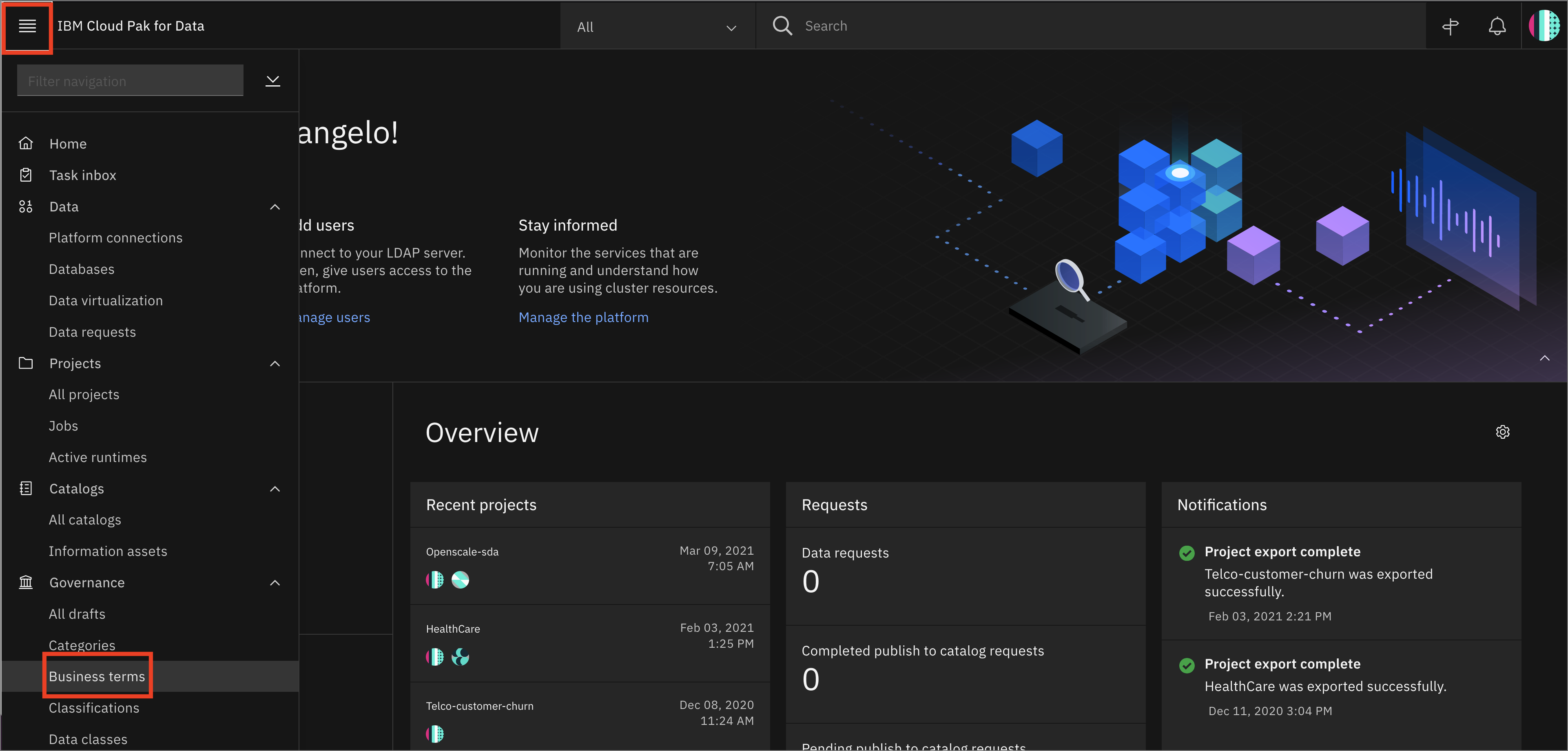 organize Data Business terms