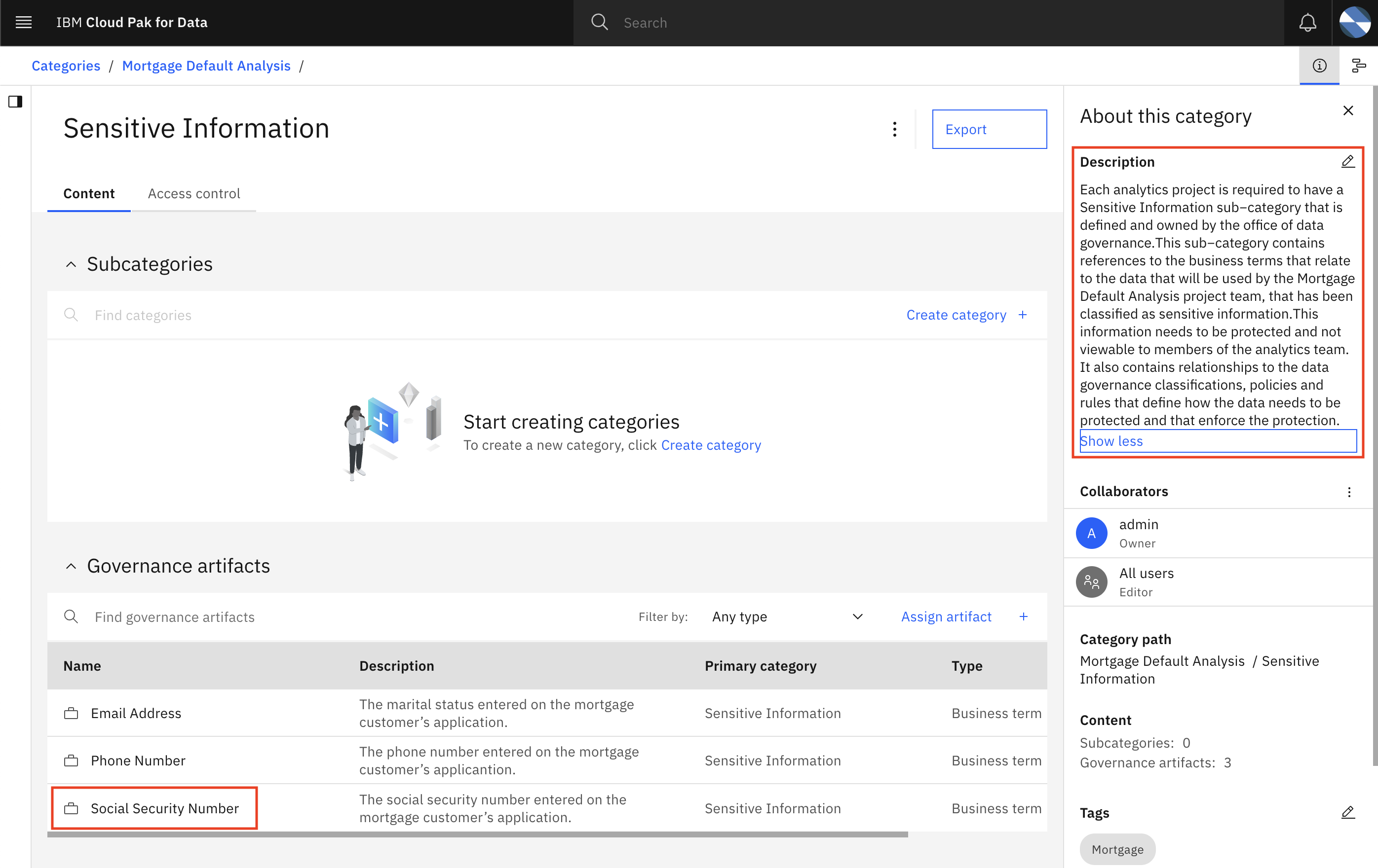 Sensitive Information category