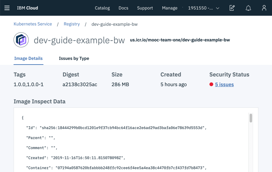 Registry Console Image Details