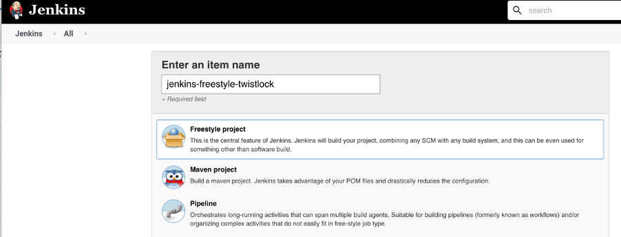 Twistlock Jenkins Fresstyle Project 