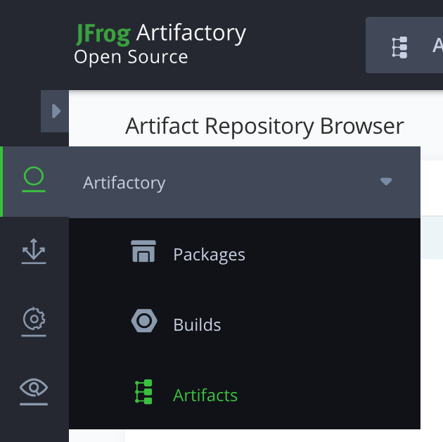 Artifactory Menu