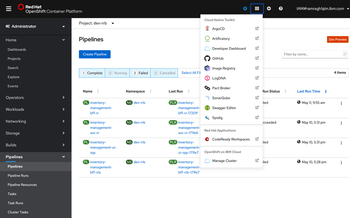 OpenShiftConsoleToolsShortcut