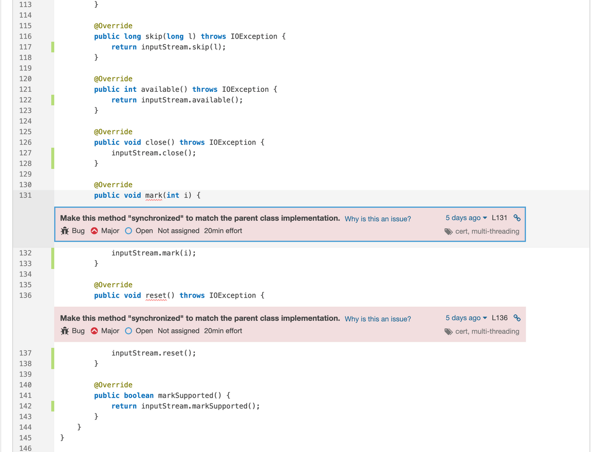 Sonar Bugs in Code